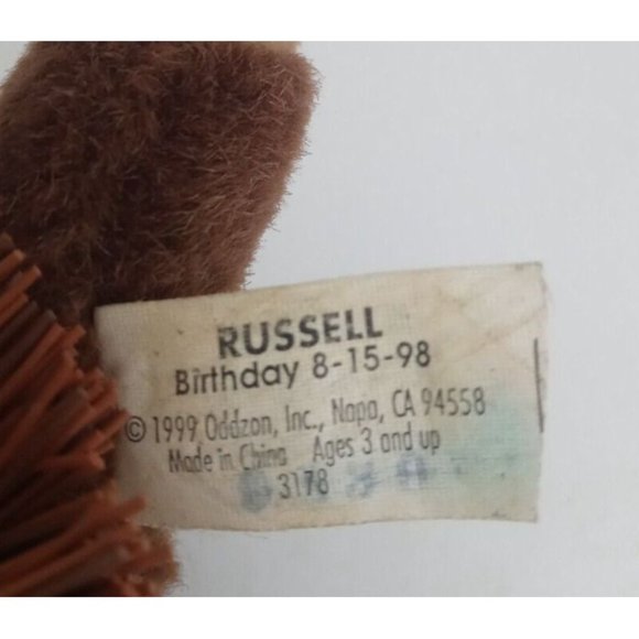 Vintage 1999 OddzOn Koosh Teddies "Russell" Teddy Bear 4" Ball Plush - Picture 6 of 6